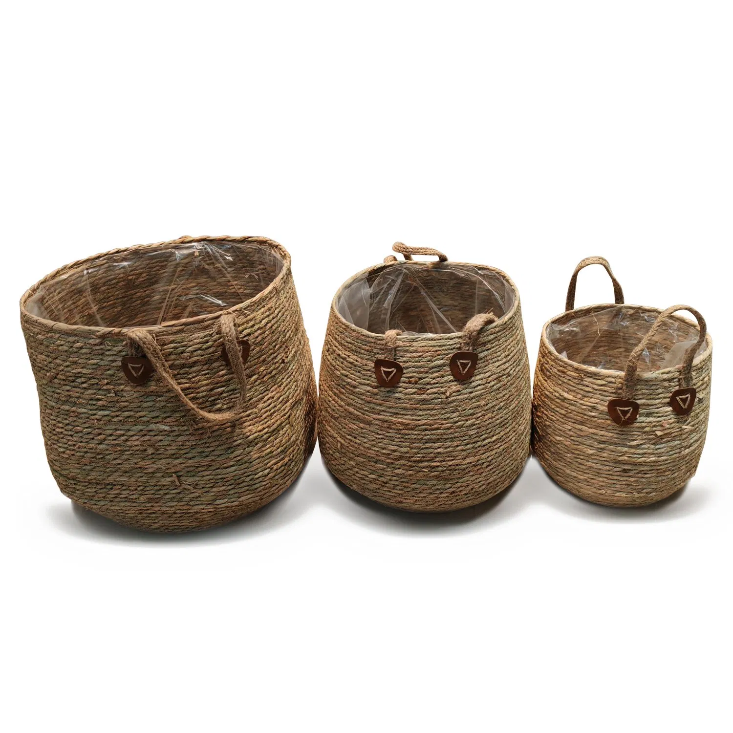 Two Handles Sea Grass Hand Woven Flower Planter Plant Pots