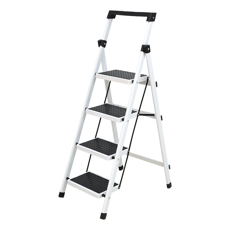 4 Step Ladder Folding Step Stool with Wide Anti-Slip Pedal 330lbs Load Capacity Portable Iron Fold Ladder for Home Use