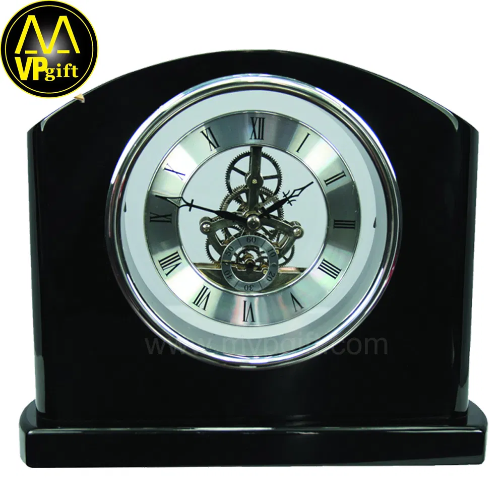 China Guangzhou High Quality Customer Wood Quartz Table Wall Hotel Promotion Souvenir Gift Piano Effect Wooden Alarm Desk Clock