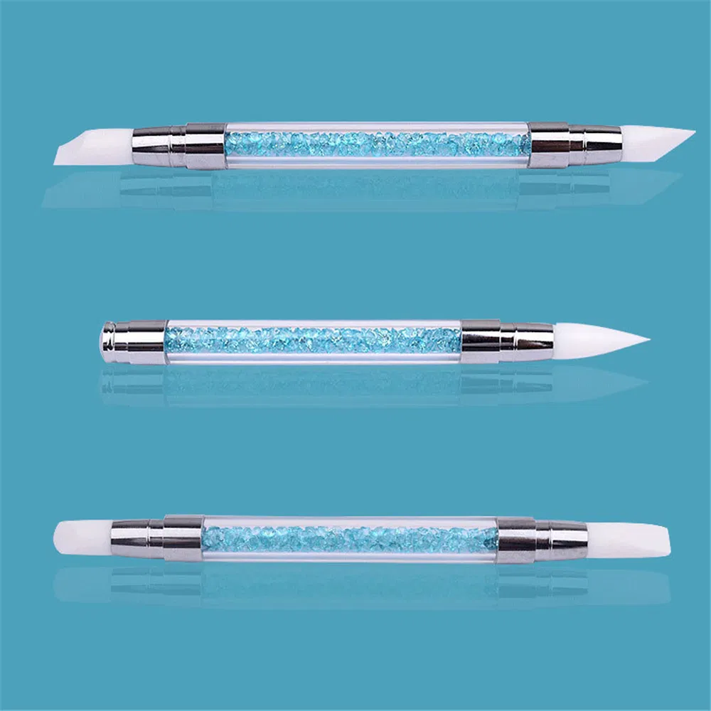 3 PCS Silicone Design Acrylic Brush Pen Sculpture Powder Picking 3D Nail Art Drawing Tools