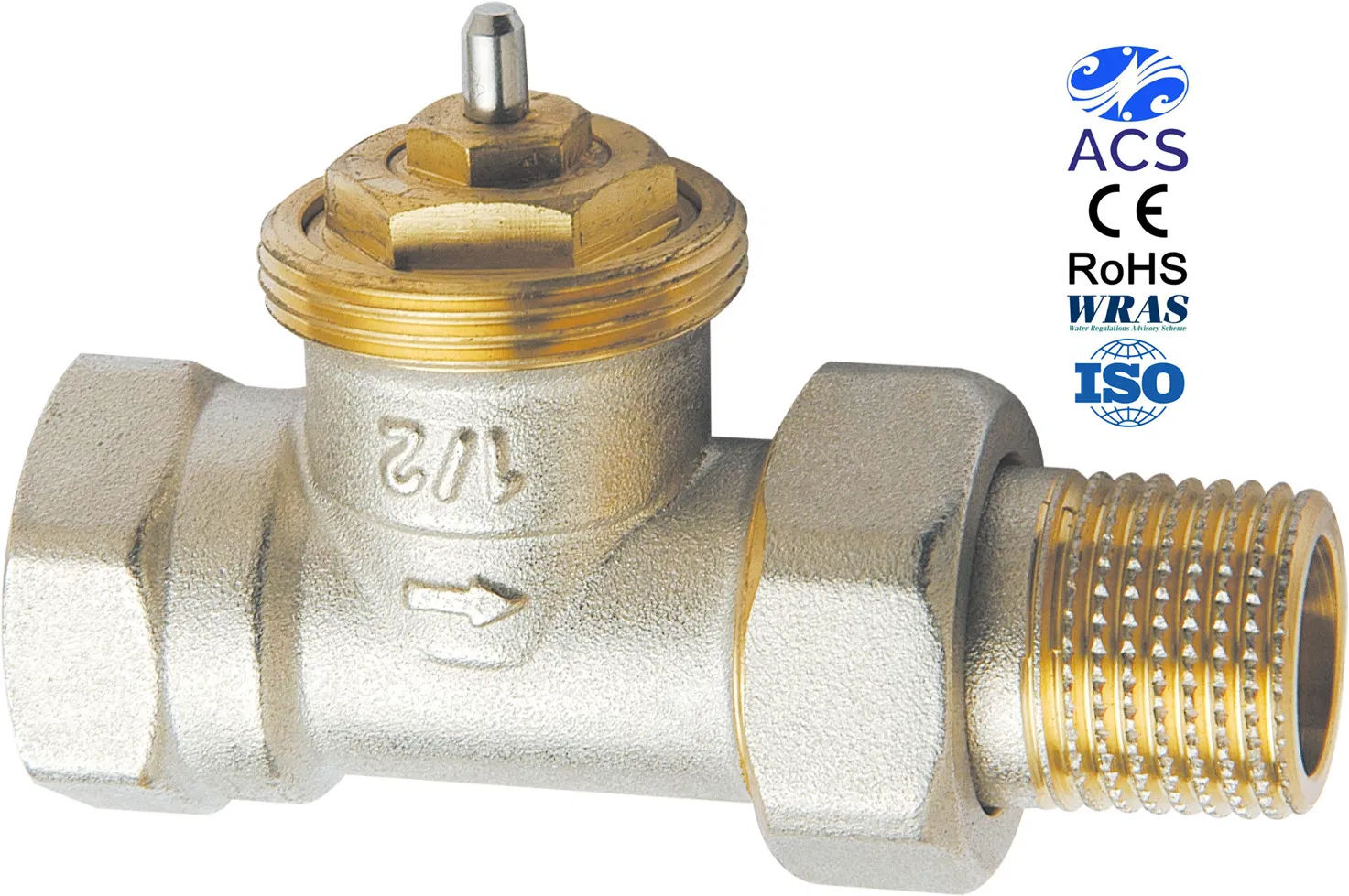 1/2" X 1/2" Straight Type Brass Thermostatic Radiator Valve Nickel Plated