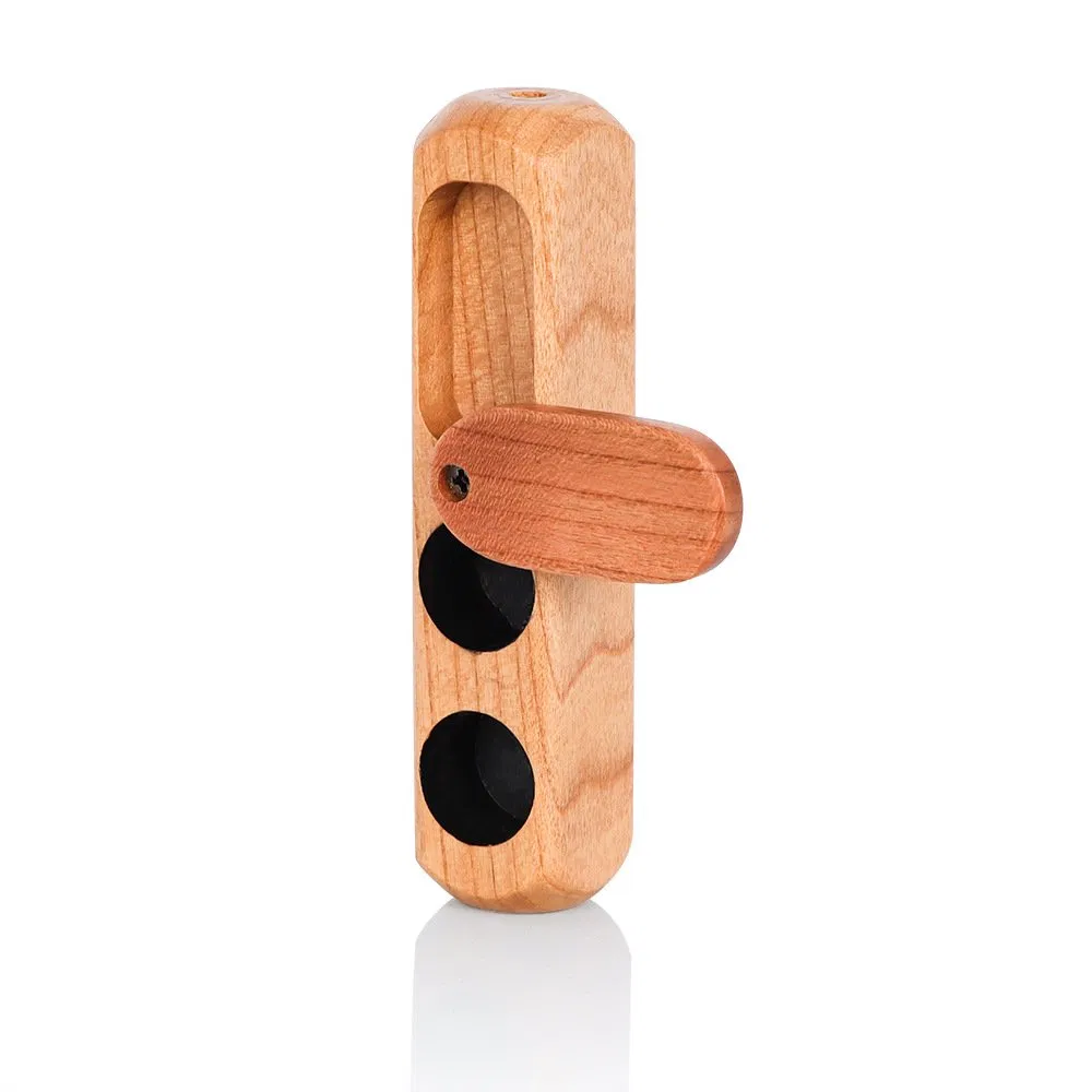 Two Hole Rotary Wooden Pipe with Cover for Storing Two in One Glass Pipe