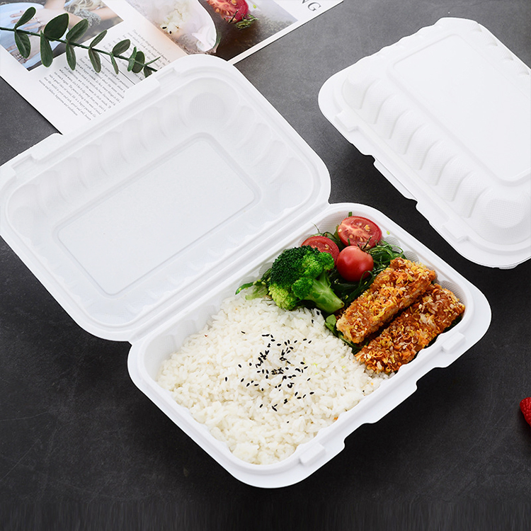 Take out Food Container Disposable Clamshell Box Biodegradable Cornstarch Tableware