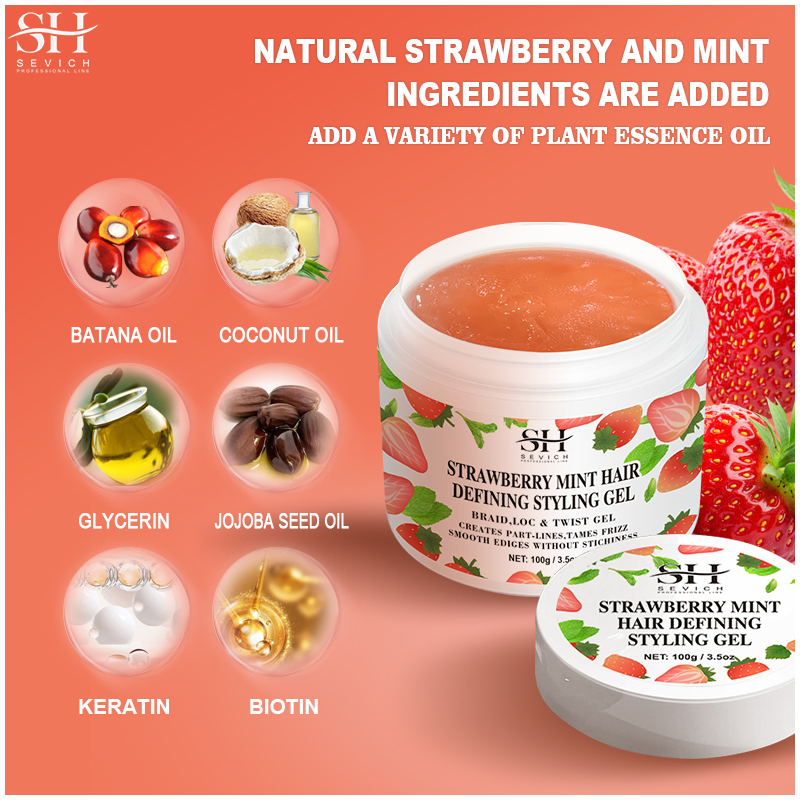 Sevich Hair Gel Wholesale OEM 100g Strawberry Edge Control Hair Braiding Gel