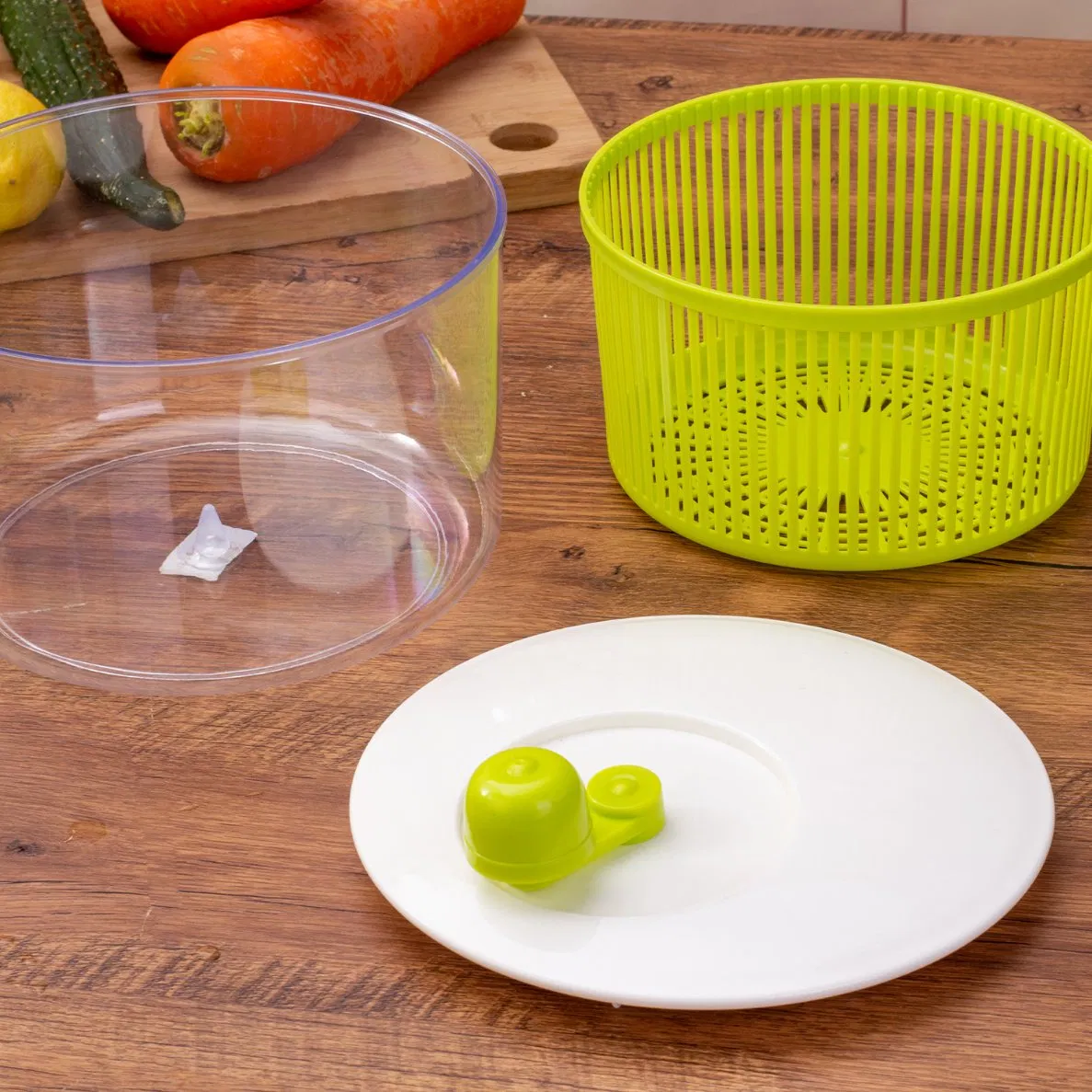 Efficient Salad Spinner Bowl for Washing and Drying Lettuce and Vegetables, Easy Brake System