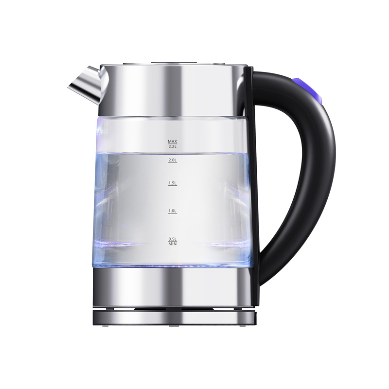 CE LFGB 2.2L Glass Electric Hot Water Tea Kettle with Blue Light Anti-Dry Burning Household Water Kettle