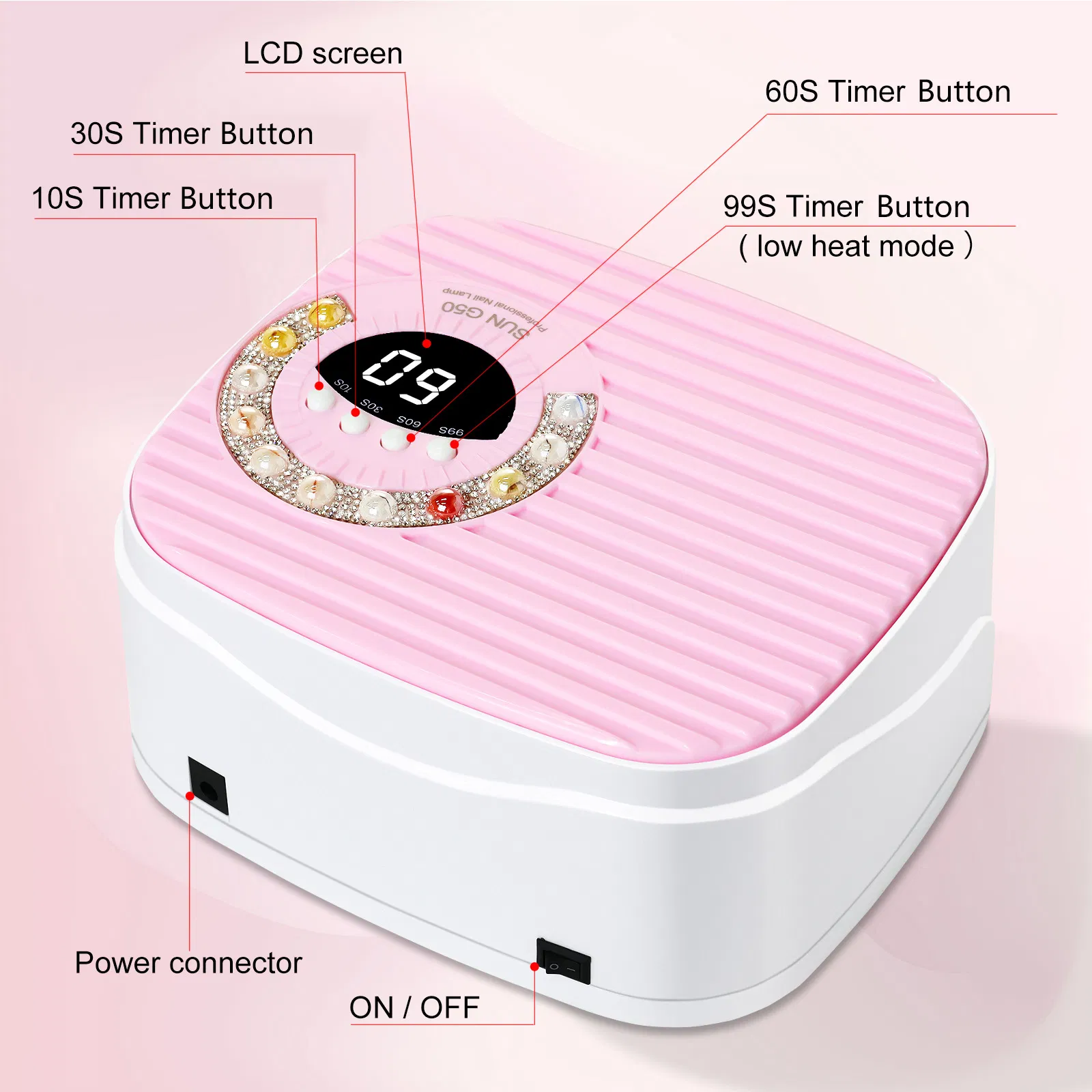 Rechargeable Big Battery Storage New Diamond Design Nail Lamp