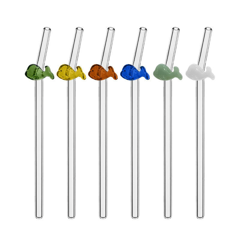 Eco-Friendly Multi-Color Butterfly Flower Prunt Straw Twisted Glass Drinking Straw Wavy Glass Straws for Smoothies Milkshake Straw