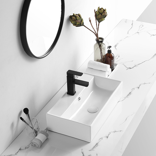 Factory Direct Ceramic Sink Bathroom White Glaze Counter Top Sink