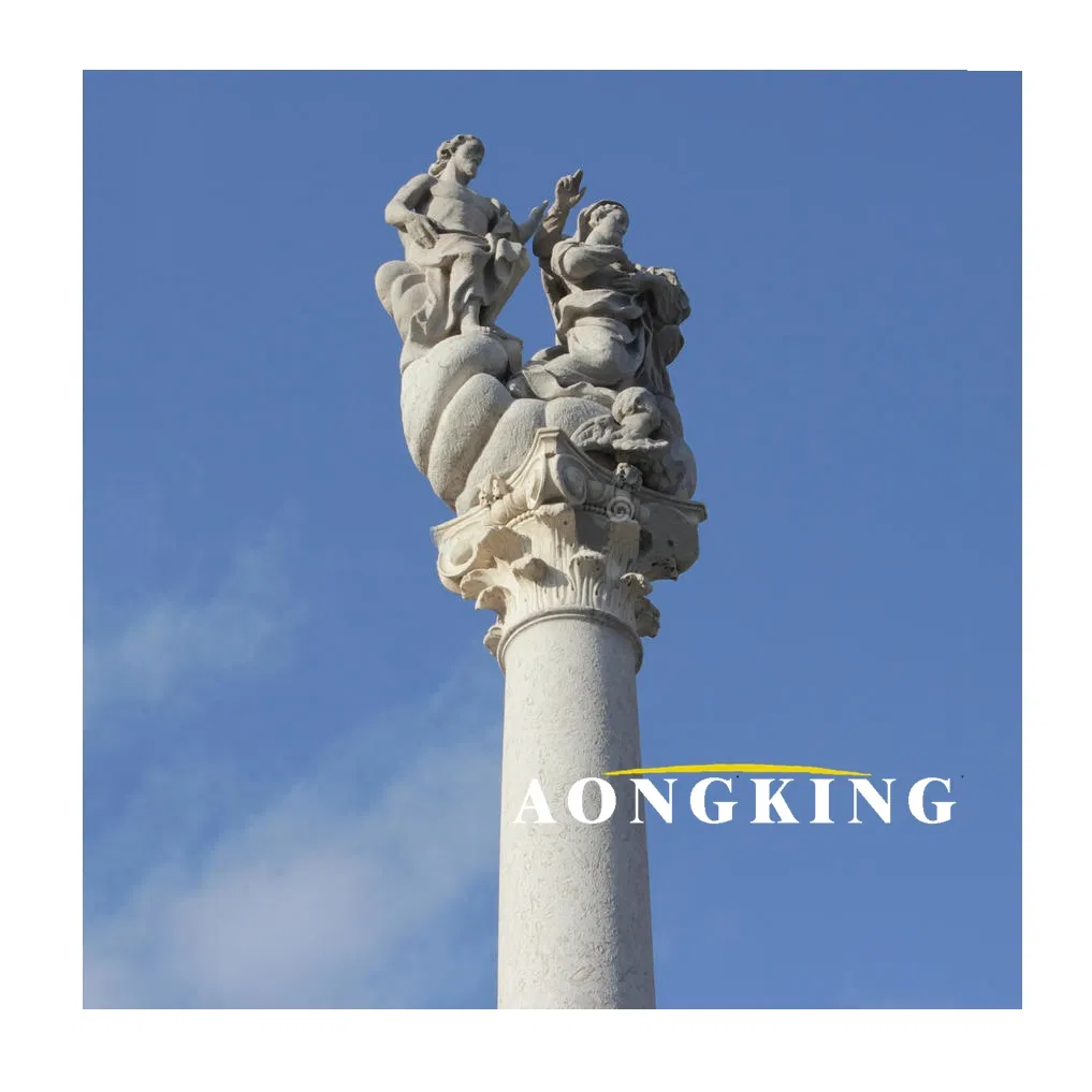 Fine Carving Column Cap Custom Marble Classic Figure Statue Pillar