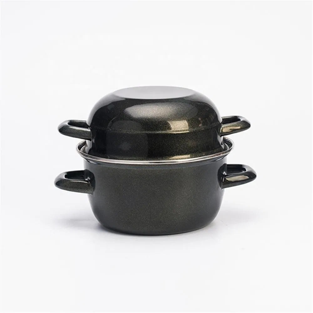 Red Enamel Mussel Pot for Home Cook Usage