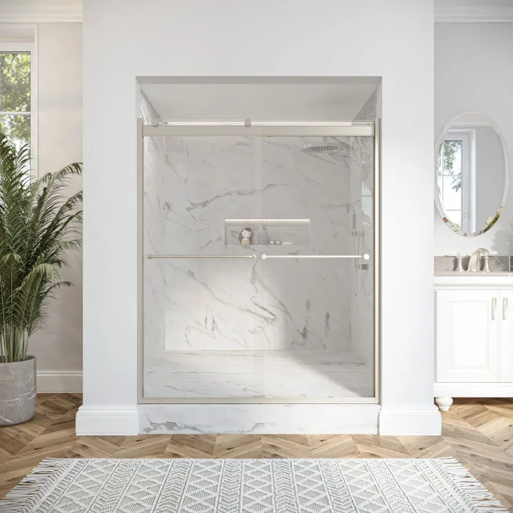Idl Modern Frameless Glass Bathroom Waterproof Double Sliding Shower Door