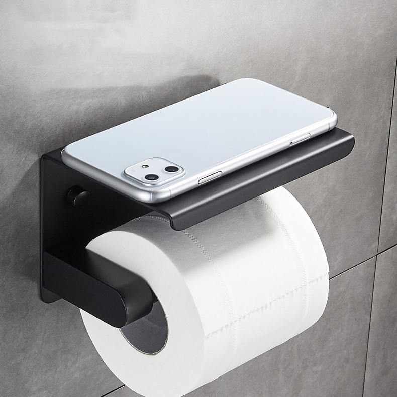 Держатель для туалетной щетки и телефона SUS304, матовый черный