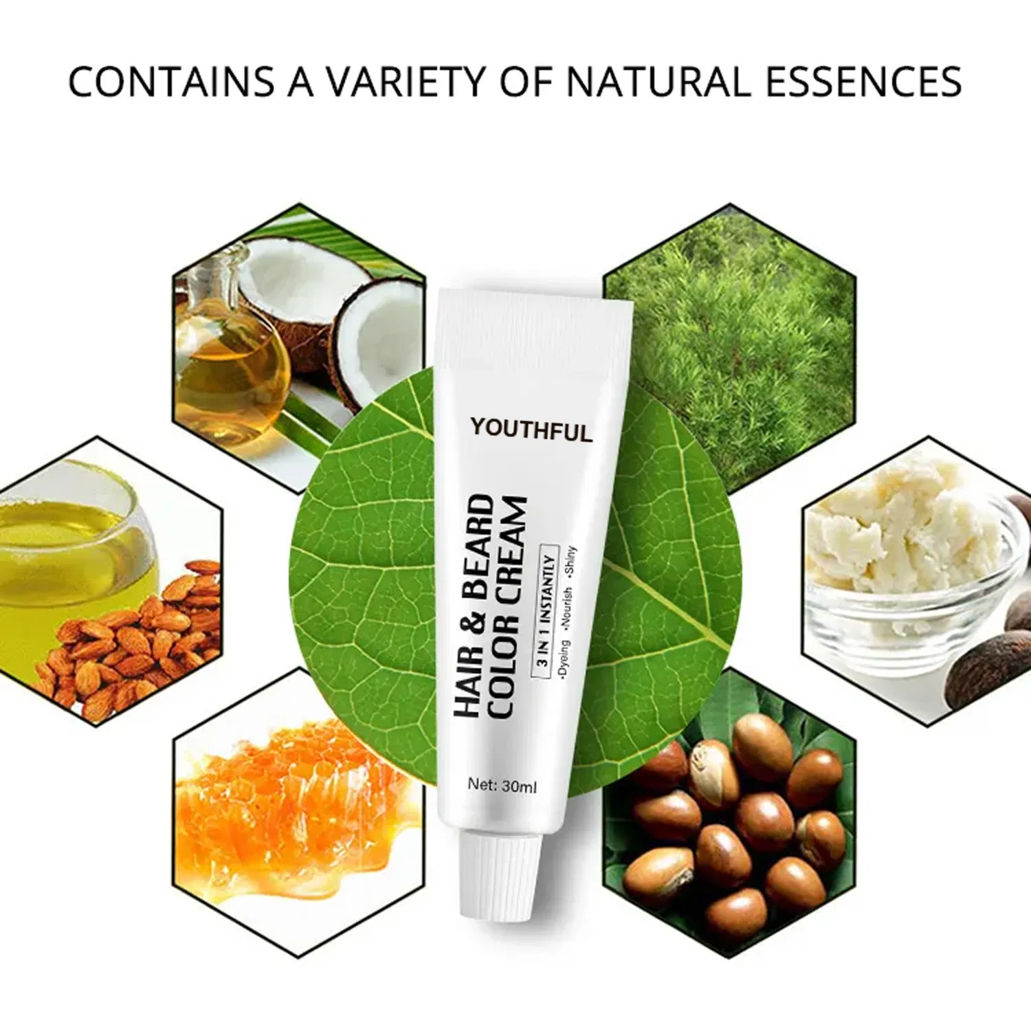 Permanent Organic Hair Magic Dye Beard Color for Men