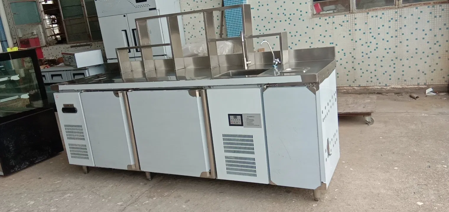 Junjian Customized Under Counter Refrigerator Used Stainless Steel Workbench Fridge for Milk Tea Shop