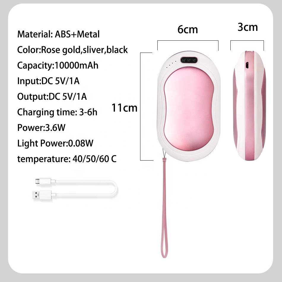 Amazon Hot Selling Portable Mini Electric 10000mAh Rechargeable Power Bank Winter Compact Hand Warmer
