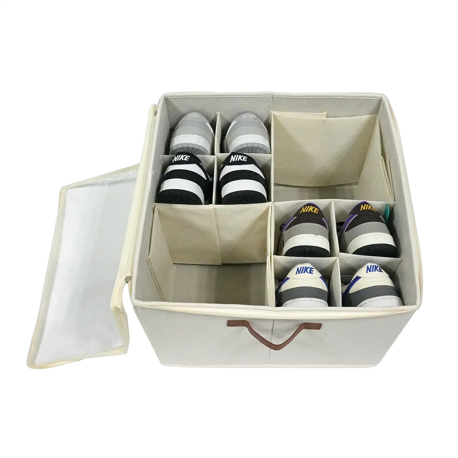 Adjustable Partition Fabric Storage Box Zipper Lid Dust-Proof Compartment Bin