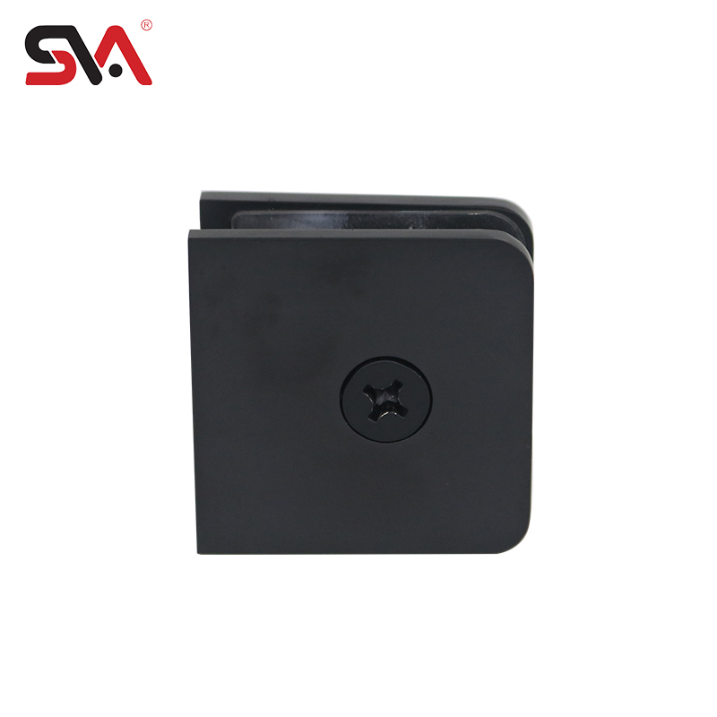 Solid Brass Matte Black for 5/16"-1/2" Tempered Glass Fixed Panel Clamp Used in Residential Bath and Commercial Hotel Applications