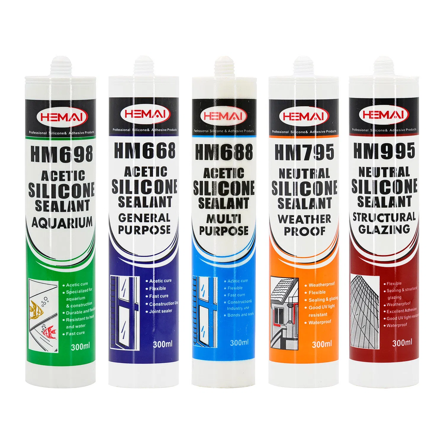 280ml/300ml/200kgs Acid Silicone Structual Sealant, Exclusive for Aquarium/Glass