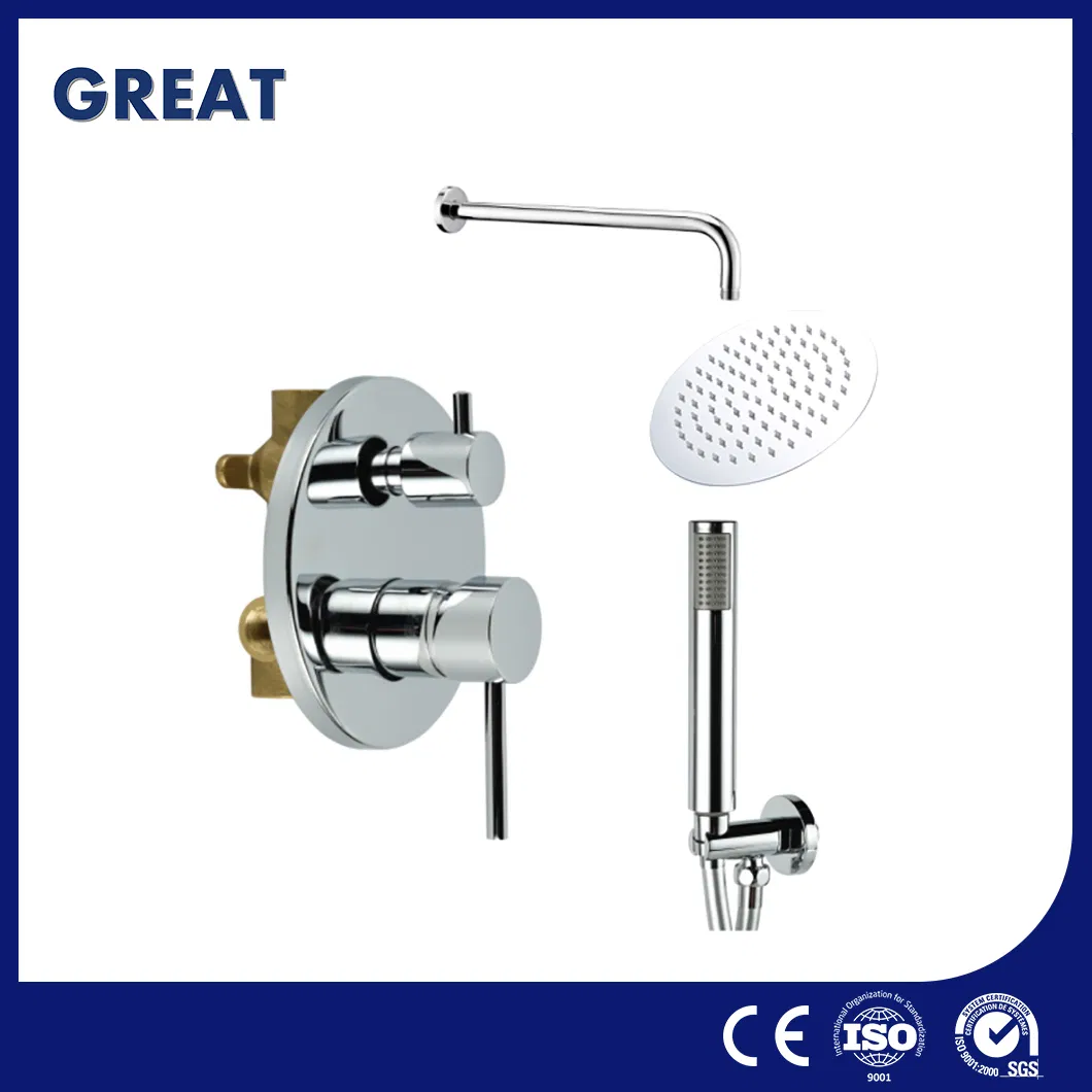 Great Rain Shower Faucet Manufacturers Complete Shower Units Gl412503A49A Chrome Two-Way Concealed Shower Set China Modern Shower Set