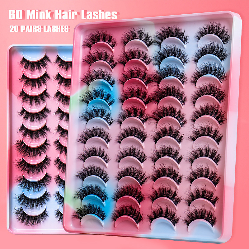 20 Pairs of False Eyelashes Multi-Layer Three-Dimensional Imitation Mink Eyelashes Pure Handmade Color