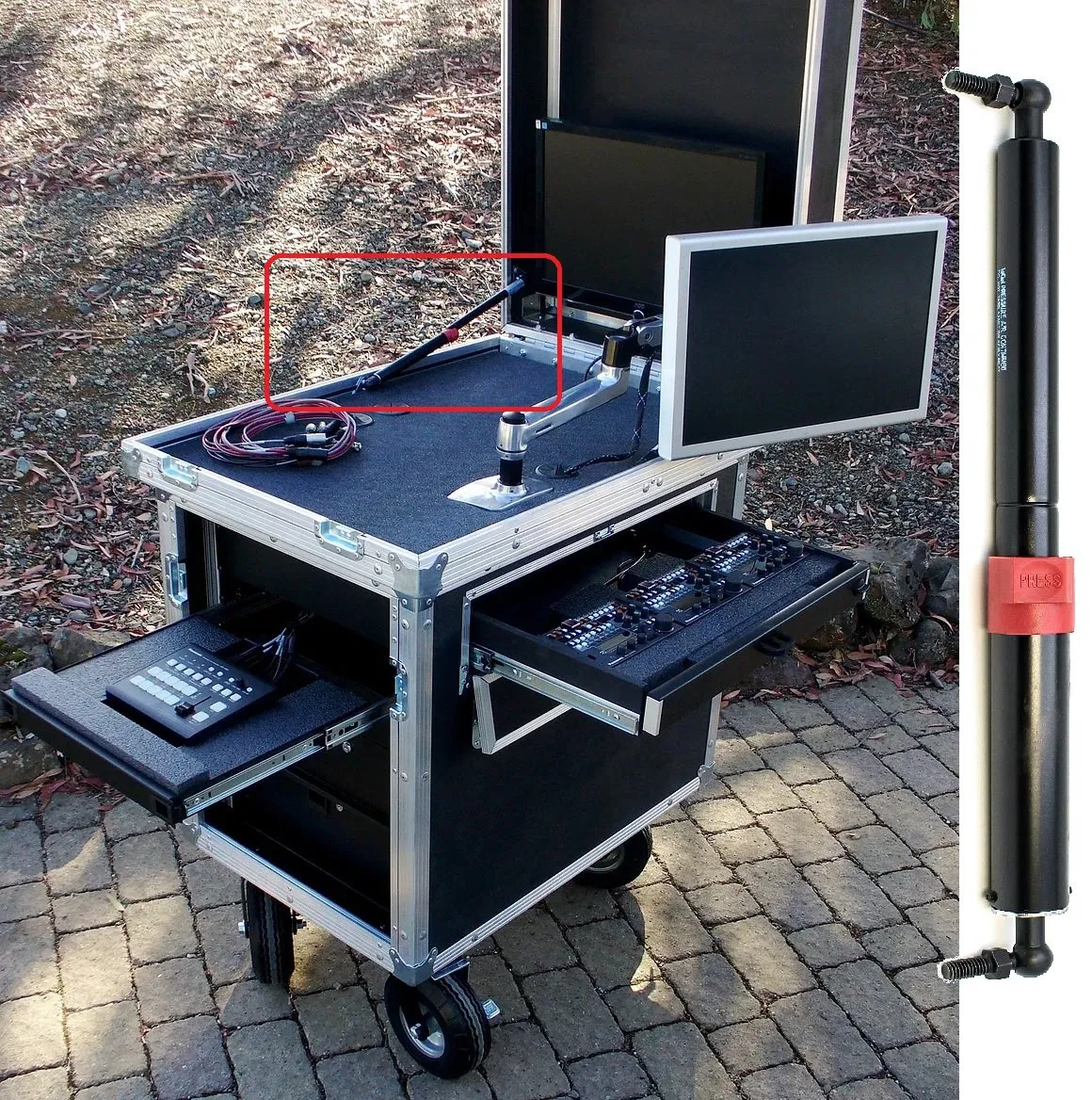 Industrial Gas Spring with Locking Shroud for Safety