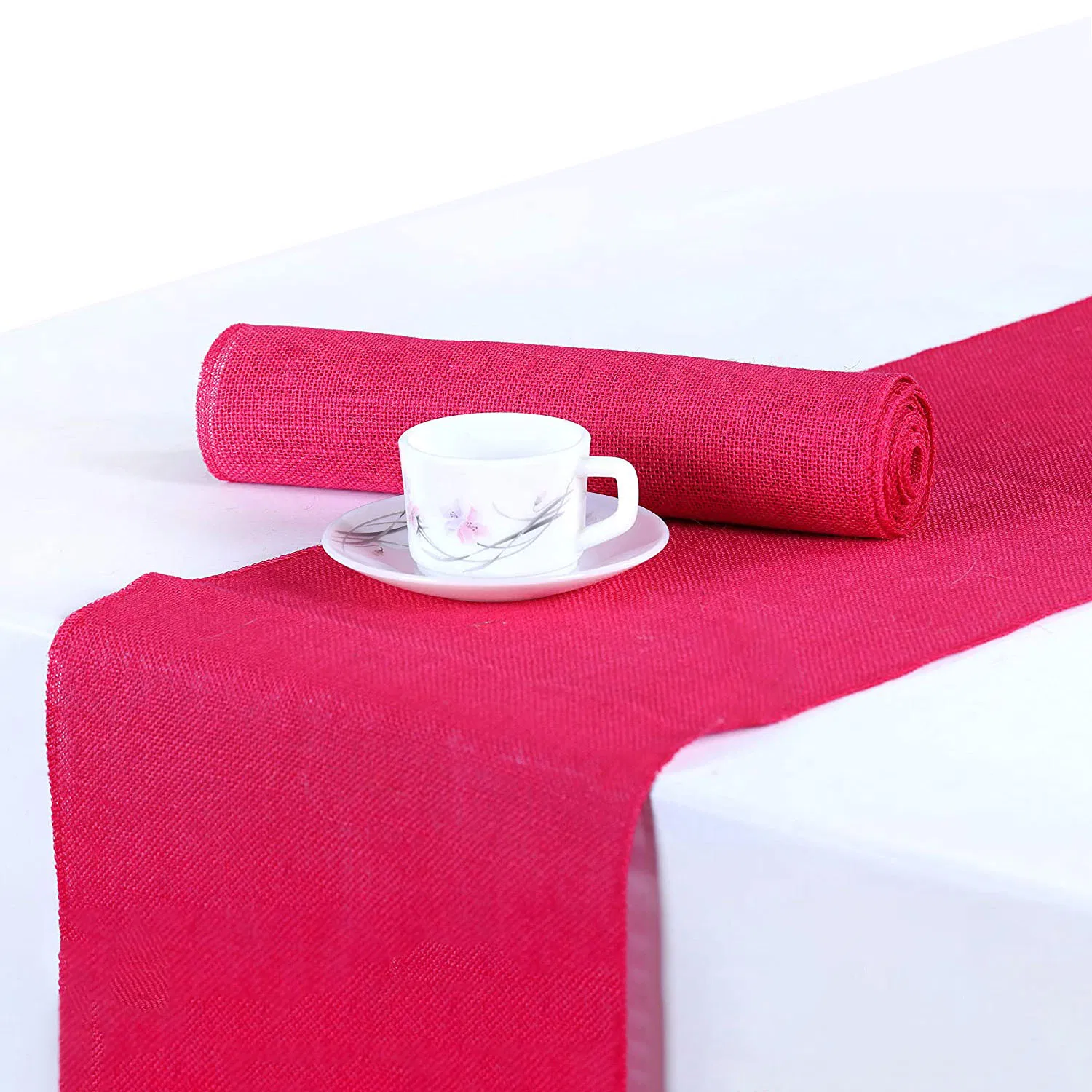 Customized Red Wedding Festival Event Table Decor Jute Table Runner