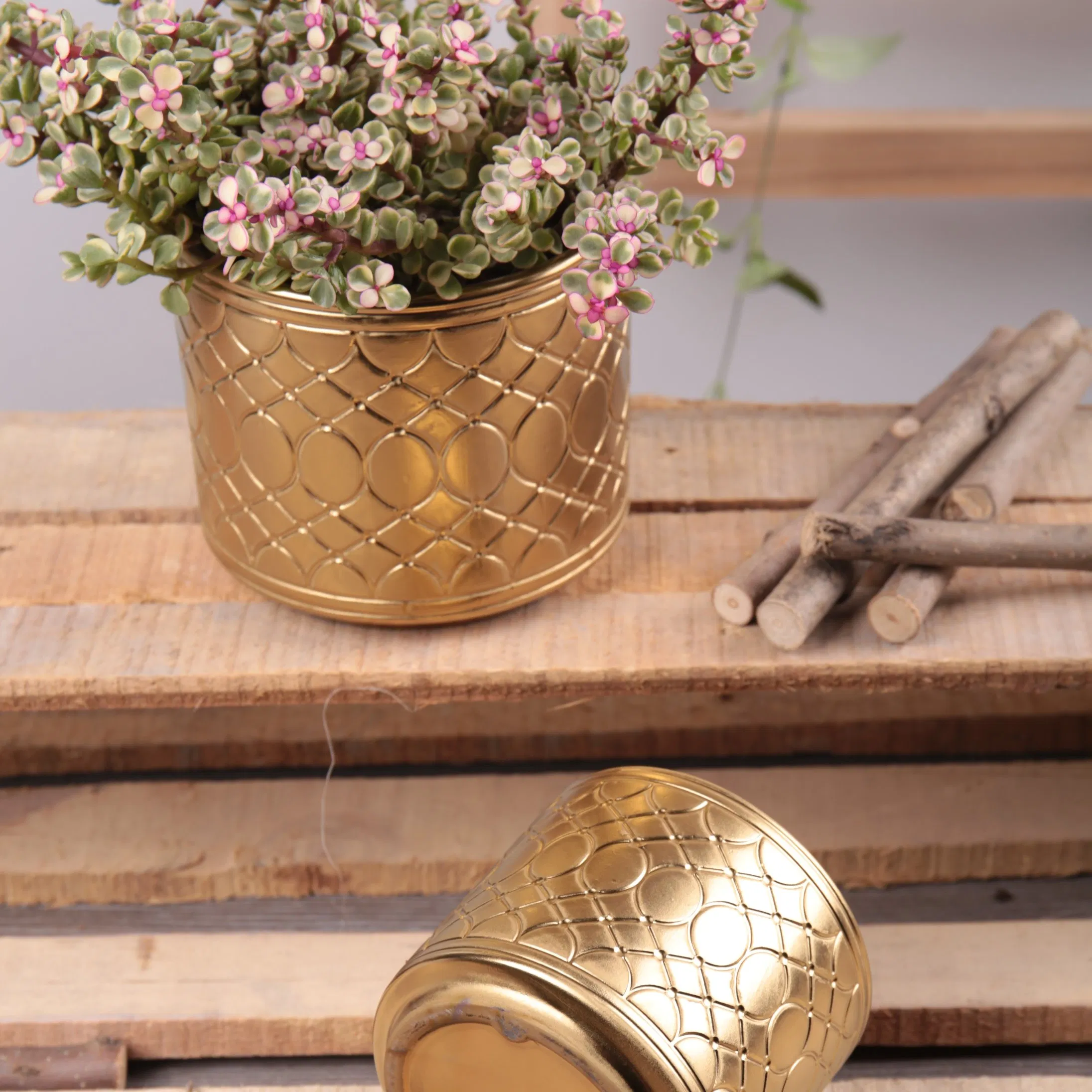 Large Indoor Plant Pot Home Decoration Gold Plating Flower Pot for House Plants