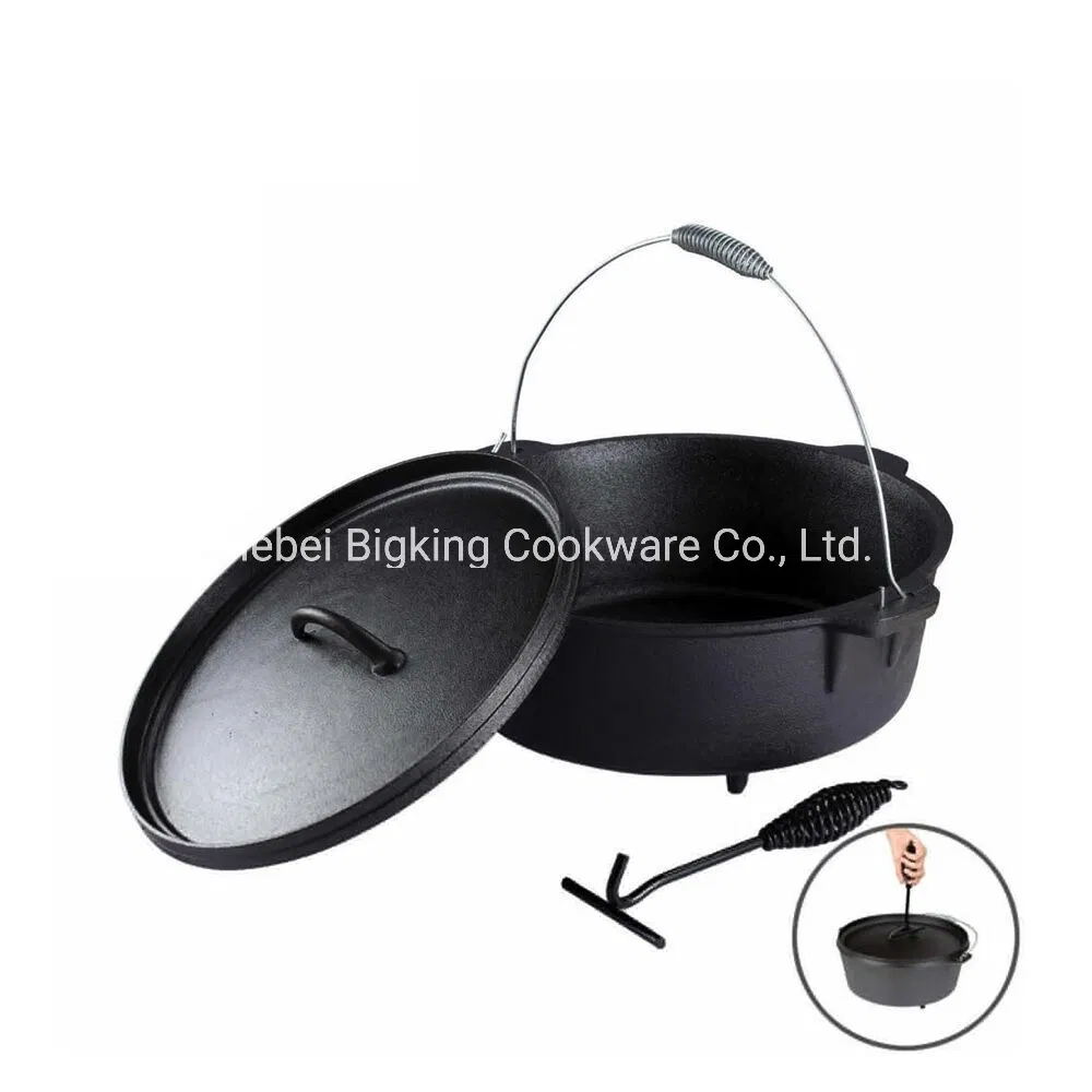 Three Legged Cast Iron Dutch Oven Camping Pot with Tripod