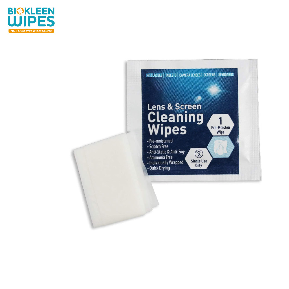 Biokleen 200 Pack Single Pack Lens Wipes Pre-Moistened Portable Lens Wet Wipes Lens Clean Wet Wipes