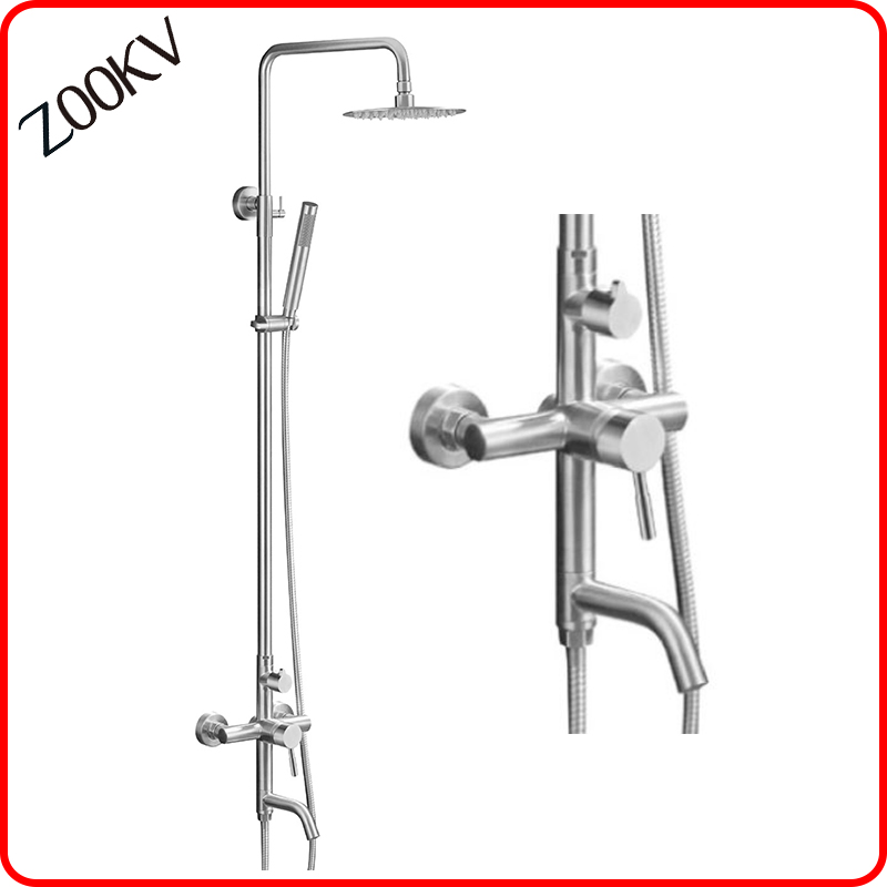 304 Stainless Steel Bath Toilet Fittings Accessories Rain Rainfall Hand Head Faucet Set Column Panel Shower Panel Bathroom Set