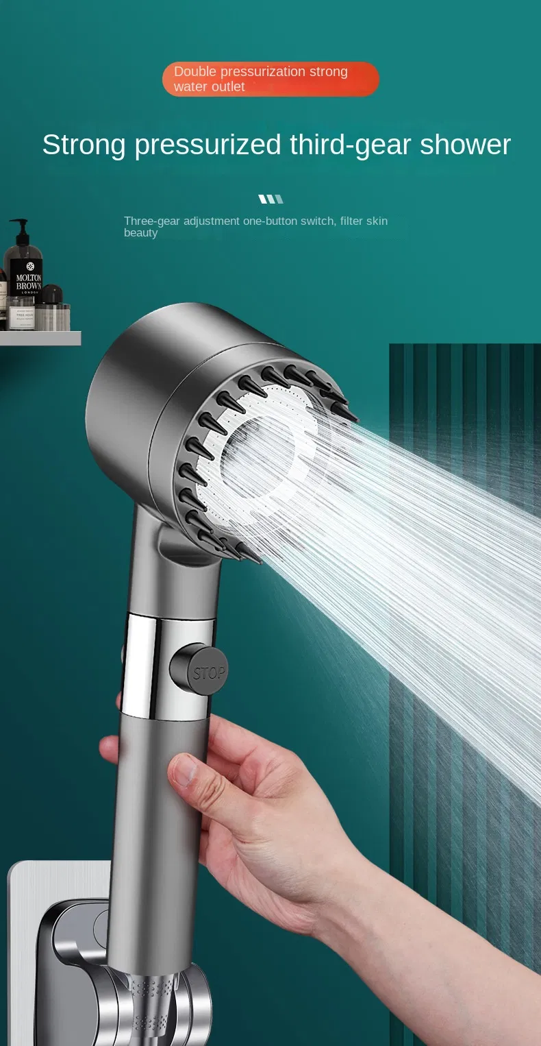 Powerful Pressurised Hand Shower Negative Ion Filter Nozzle Bathroom Shower Head