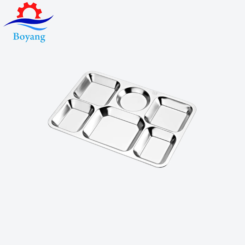 Serving Lunches Kids Stainless Steel Stableware Divided Plates Compartment Food Pan Trays