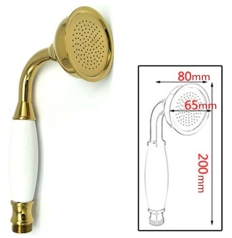 New Brass Ceramics Telephone Handheld Shower Head with Hose Retro Style Gold Finish (Shower head + hose, Gold)