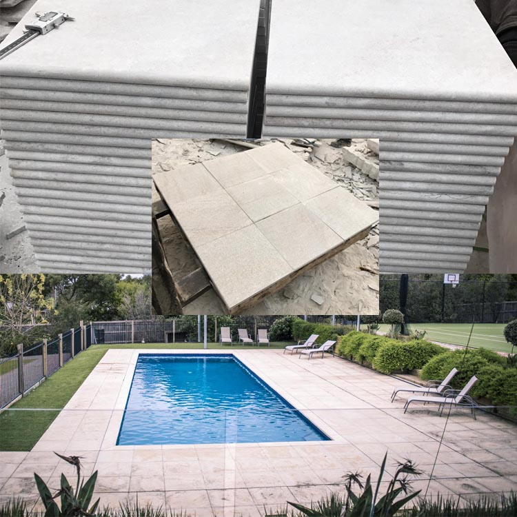 Non-Slip Finish Natural White Quartzite Flamed Swimming Pool Coping Stone