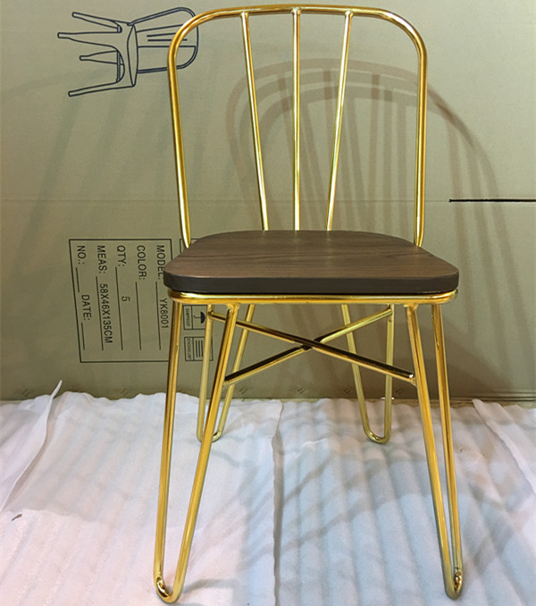 Стул обеденный металлический деревянное сиденье ресторан