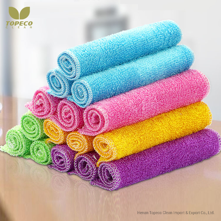 Topeco Antibacterial Dish Cloths and Wash Cloths Natural Bamboo Fiber Kitchen Cloths Cleaning Towels