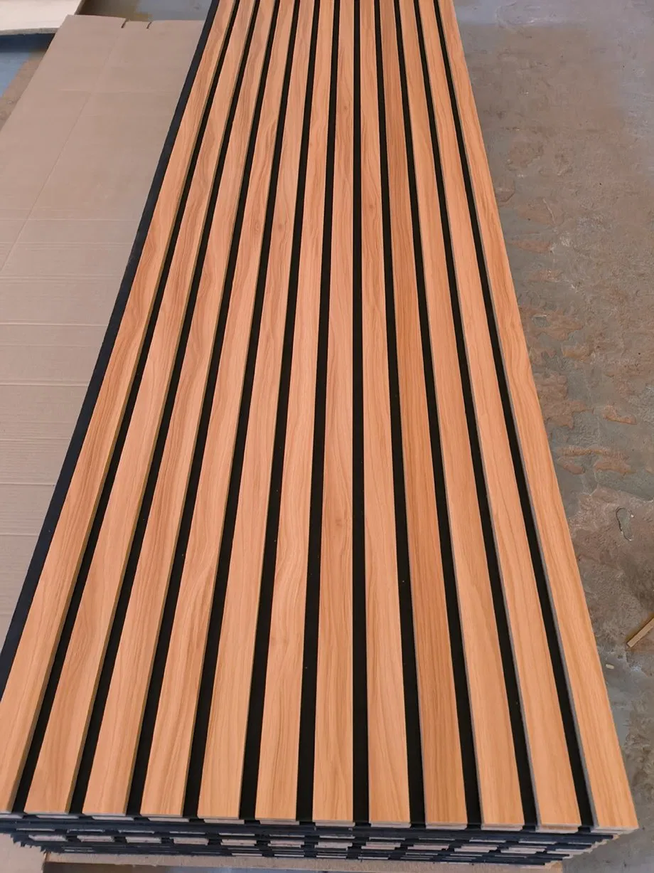 Sound Absorption High Quality Interior Decorative Soundproof MDF and Compact Wall Board Fluted Wooden Slate Acoustic Panel