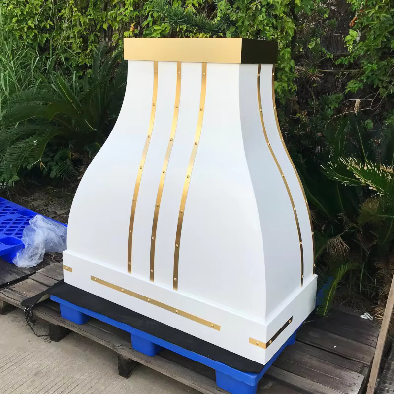 Handmade Custom Large White Stainless Steel Household Range Hood for Kitchen Wall Mount