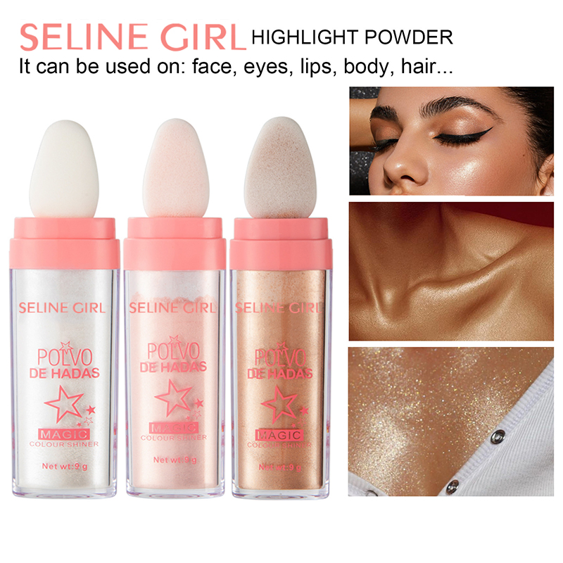 Seline Girl 9g Highlight Powder Pat Face Body Shimmer Highlighter
