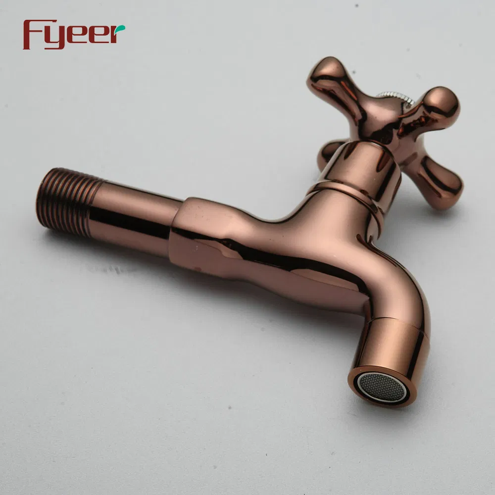 Fyeer Rose Gold Cross Handle Mop Pool Bibcok Garden Tap
