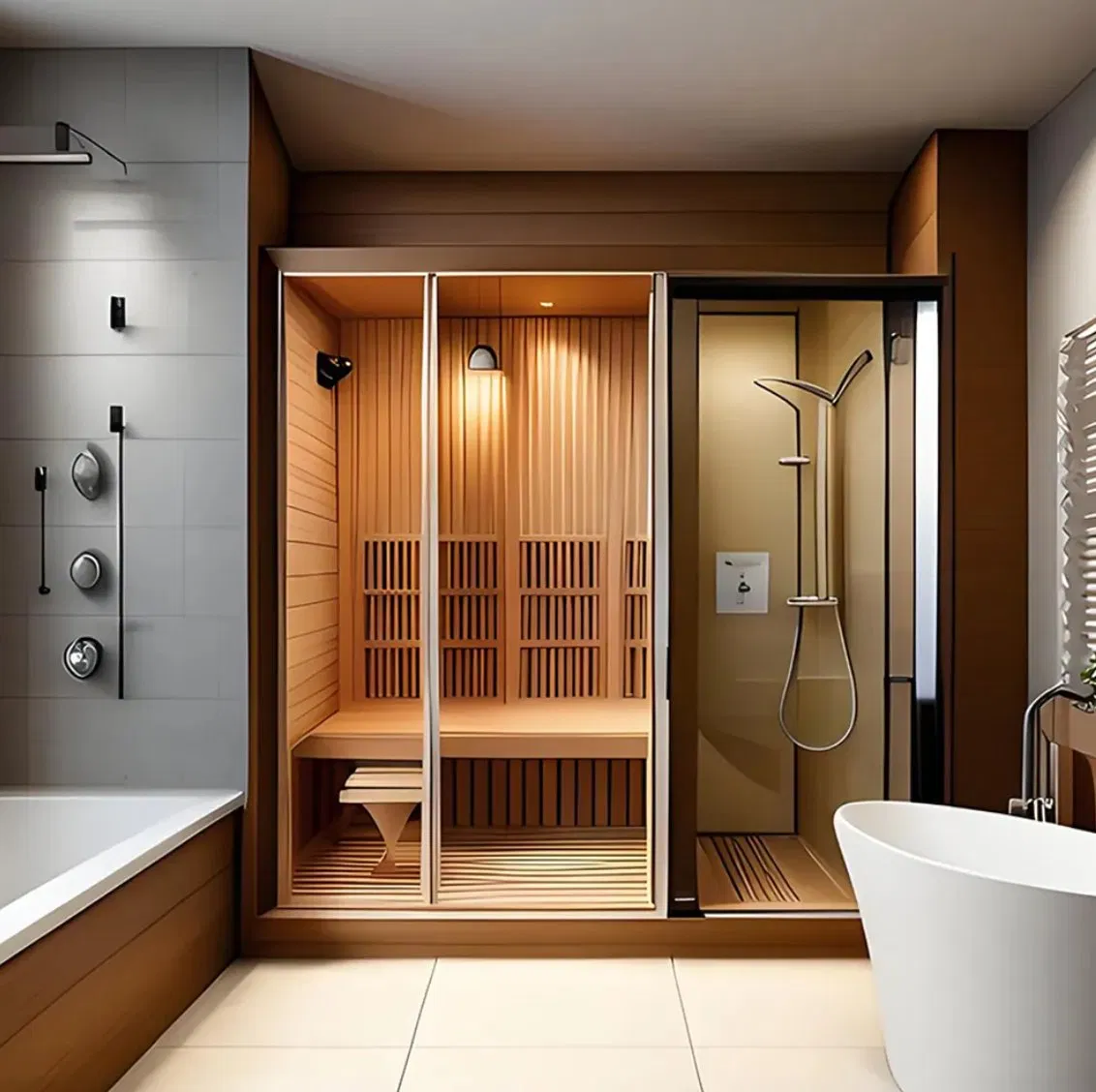 4 Person Family SPA Garden Sauna Cabin Wooden Traditional Wet Steam Outdoor Sauna Room with Shower