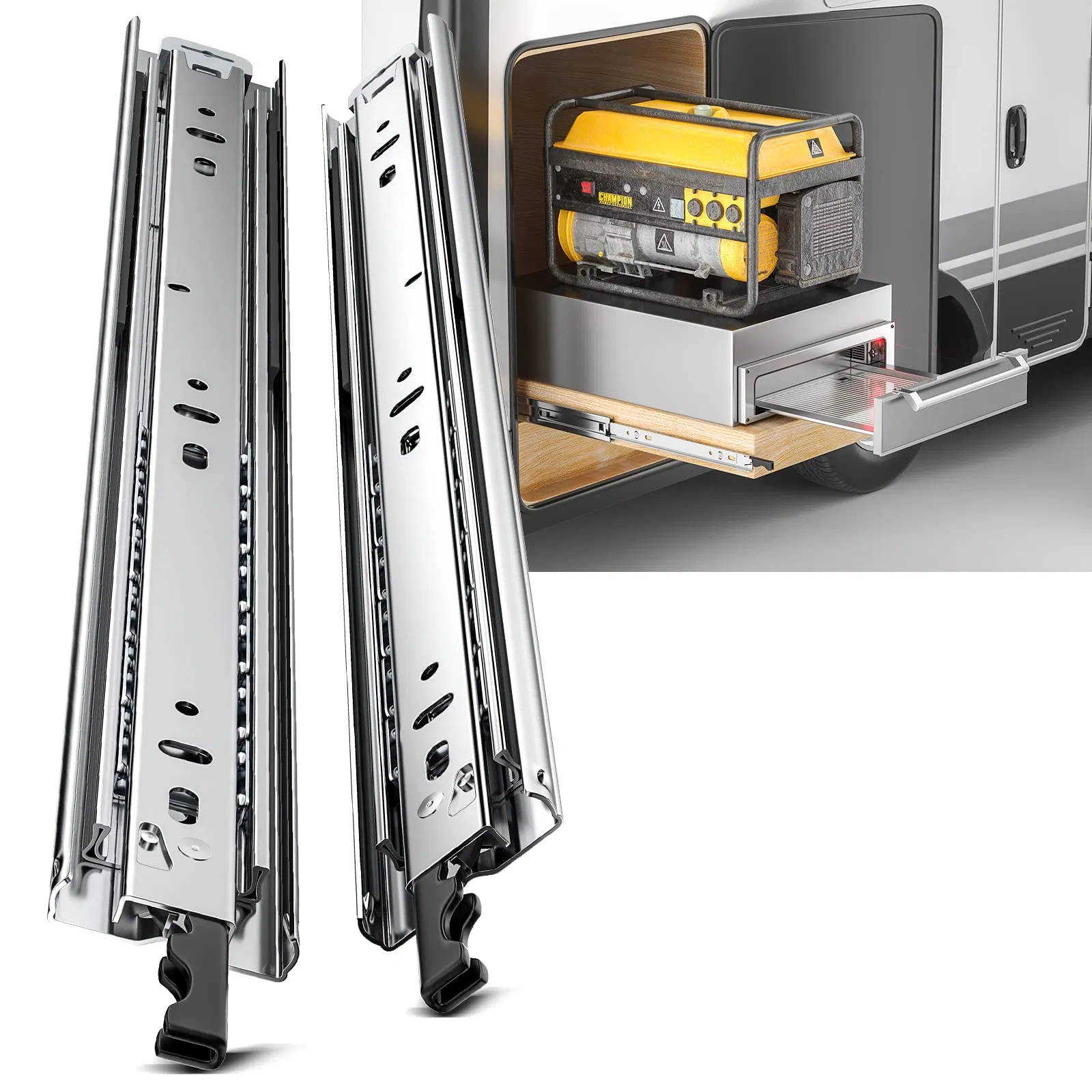 Heavy Duty Drawer Slides Side Mount Full Extension Tool Box Runner Glide