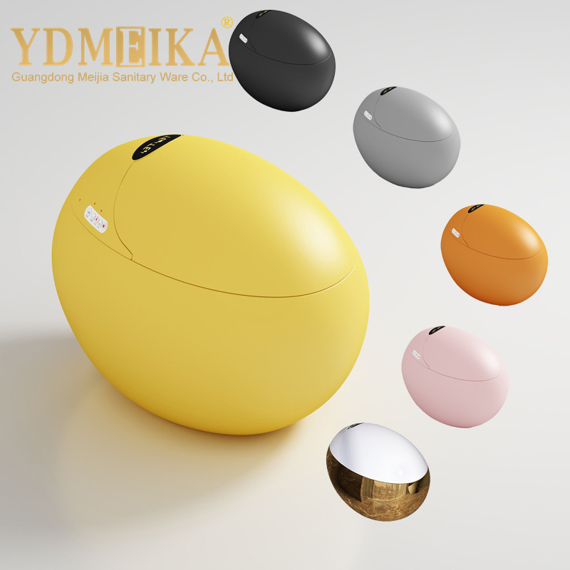 High-Tech Round Egg-Shaped Smart Toilet with Automatic Seat Heating Colorful & Voice Control Advanced Function Remote Control