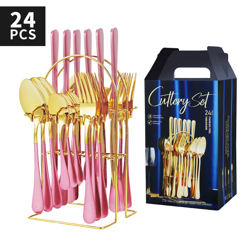 Luxury Stylish and Simple Concise Stainless Steel 24 Pieces Durable Flatware Set
