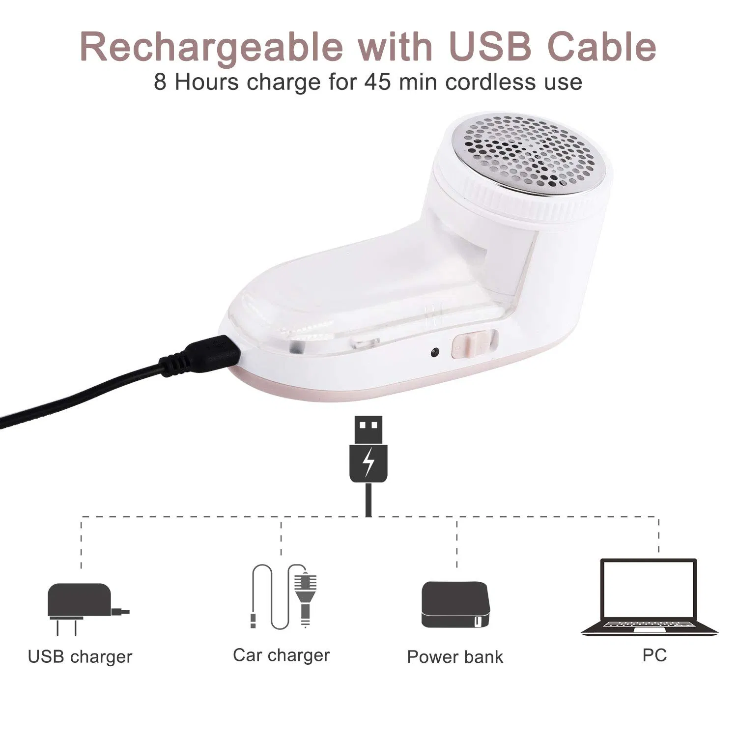 Electric Sweater-Shaver 2 Replaceable Stainless-Steel Blade Fabric Shaver Defuzzer Rechargeable Lint Remover