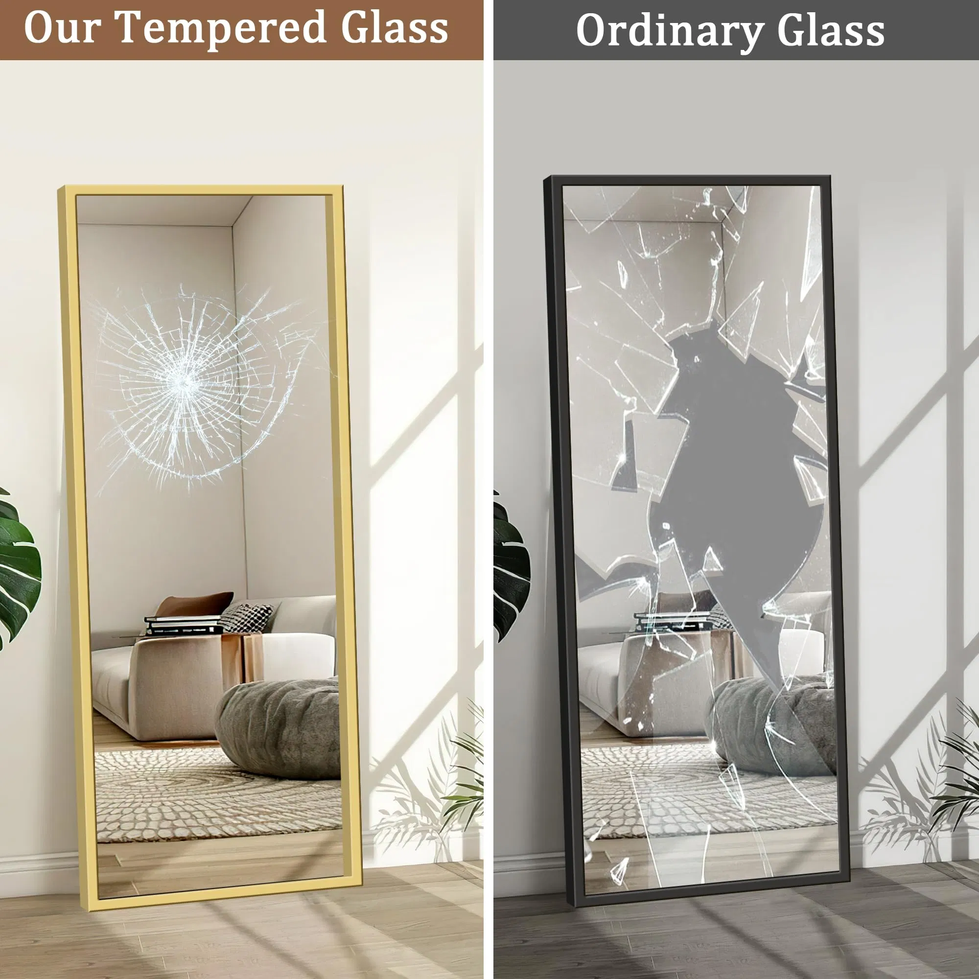 Full Length Mirror with Stand Aluminum Alloy Floor Mirror Wall-Hanging & Tilting Design for Bedroom, Living Room, Dressing Room