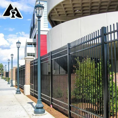 Security Black Metal Steel Picket Fence Outdoor Garden Galvanized Steel Fence Panels