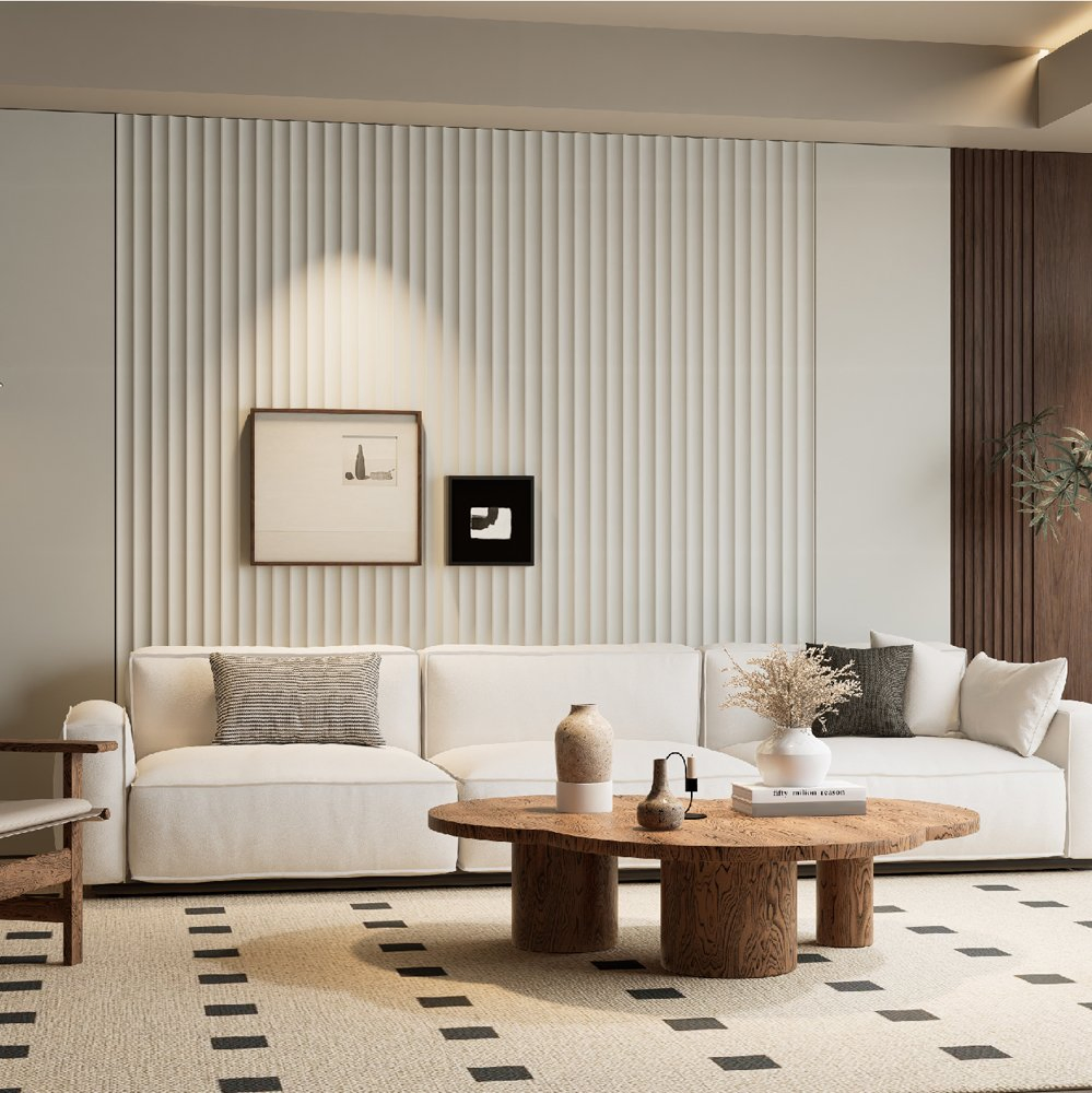 Sonsill Good Quality Modern Waterproof Interior Cladding Laminated Fluted Wood WPC Wall Panel for Decoration Material