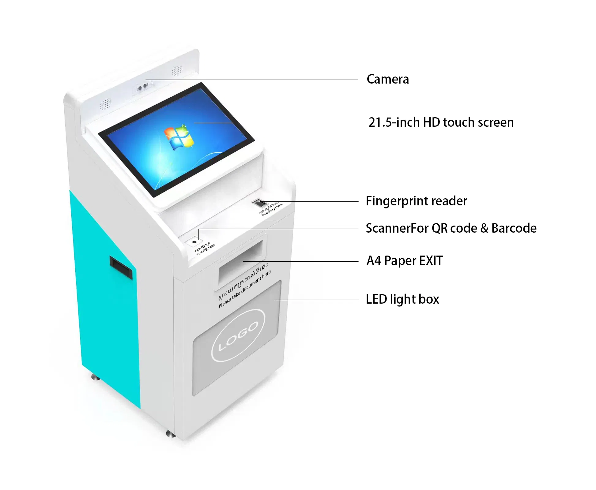 21.5 Inch Ticket Printing Self Service Kiosk Machine Picture Printer Self Service Kiosk Self Service A4 Printing Kiosk Printer for Self Service Kiosk